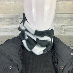 Buffalo Check Fleece Neck Warmer: Black and White Gaiter Scarf